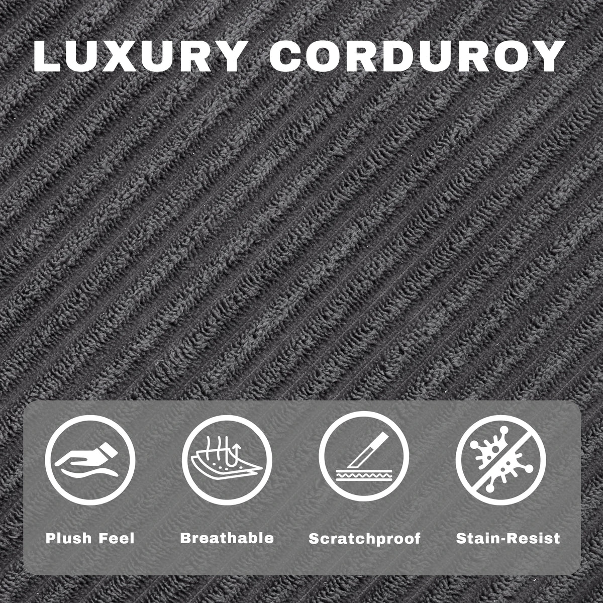 Multi‑Layout Convertible Sofa Bed Modular Sectional Couch, Corduroy Floor Chaise Lounge, Vacuum Packed No Assembly with Iron Support Frame for Guest Room