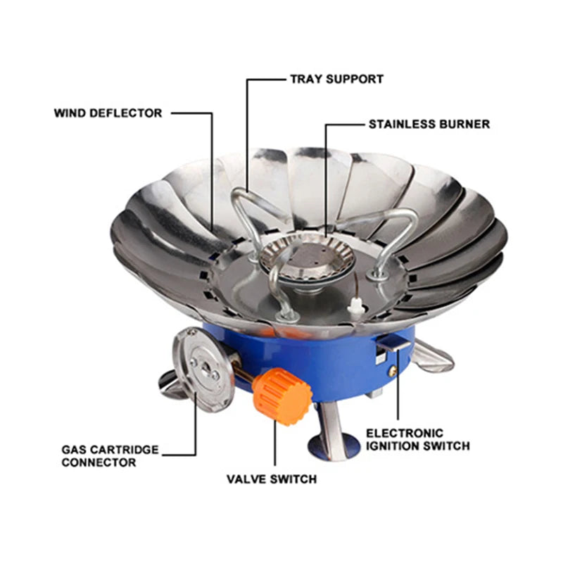 Desert&Fox Camping Stove Outdoor Cookware Equipment Round Gas Cooker Folding Stove Hiking Picnic BBQ Windproof Cooking Stoves