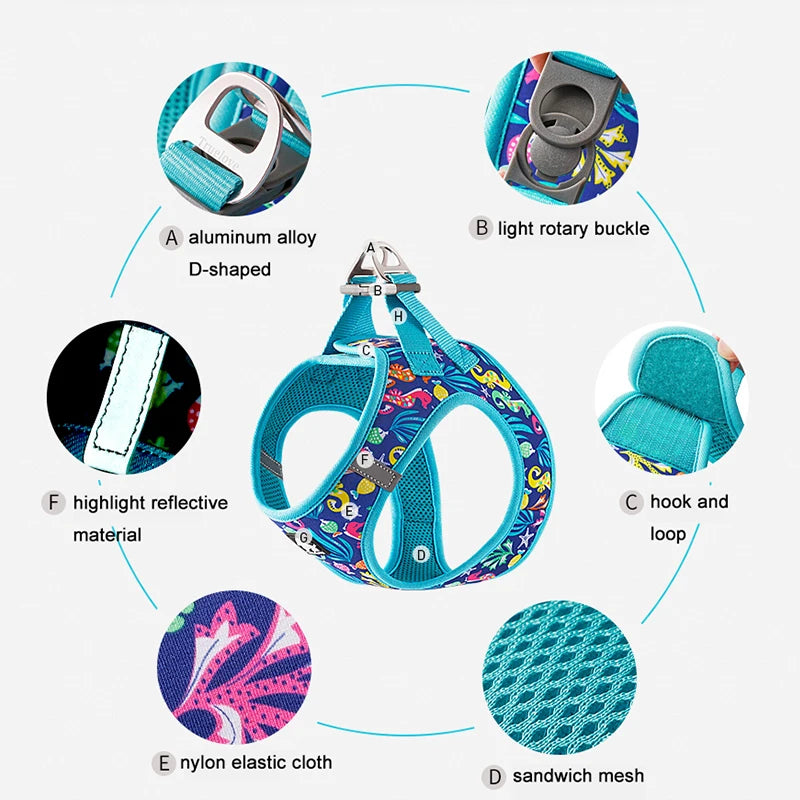 Truelove Pet Harness Soft Air Mesh Adjustable Reflective Pet Vest Small and Medium Breeds No Pull Adjustable Dog Harness