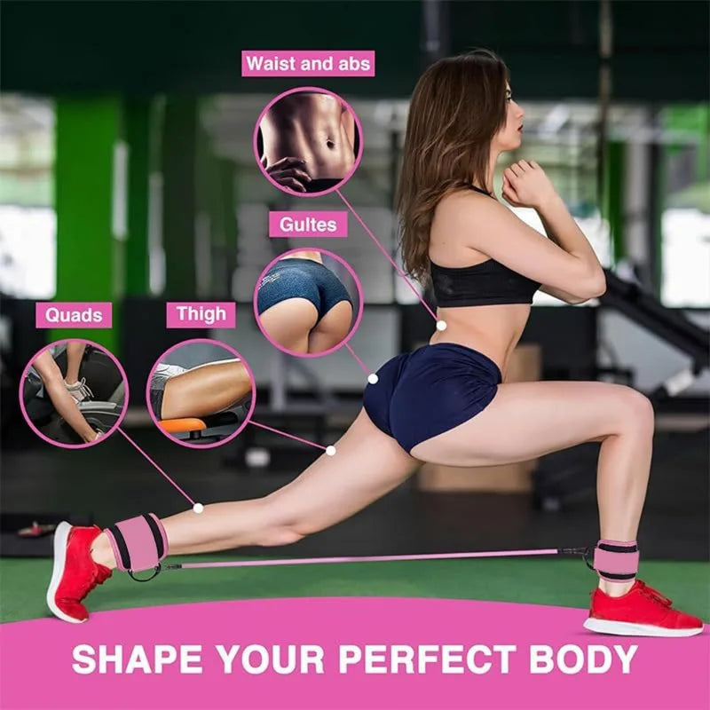 Ankle Resistance Bands with Secure Hold Slip-Proof Cuffs, Home Gym Leg & Glute Workout Equipment, 5-Pack for Kickbacks & Hip Training, Leg Work Out Accessories