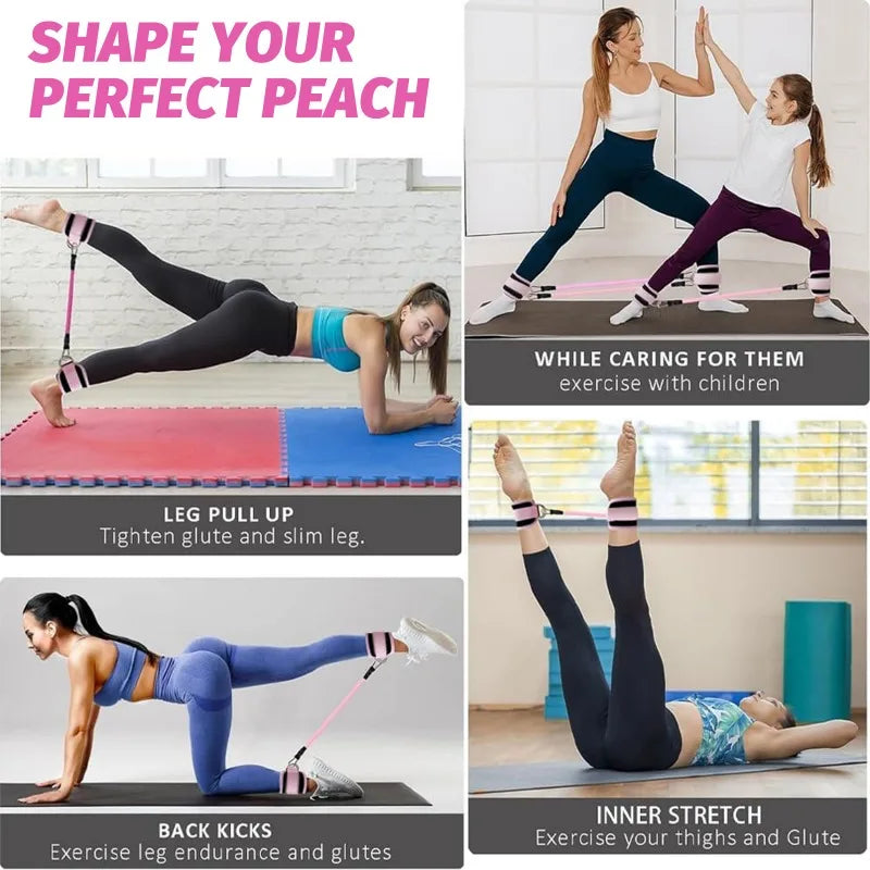 Ankle Resistance Bands with Secure Hold Slip-Proof Cuffs, Home Gym Leg & Glute Workout Equipment, 5-Pack for Kickbacks & Hip Training, Leg Work Out Accessories