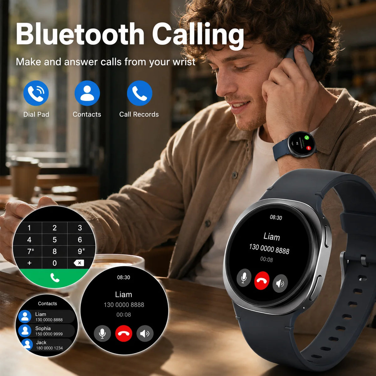 LAXASFIT Smart Watch 2026 Wireless Charging Bluetooth Call Heart Rate Monitor Fitness Tracker Sports Business Gift for Men