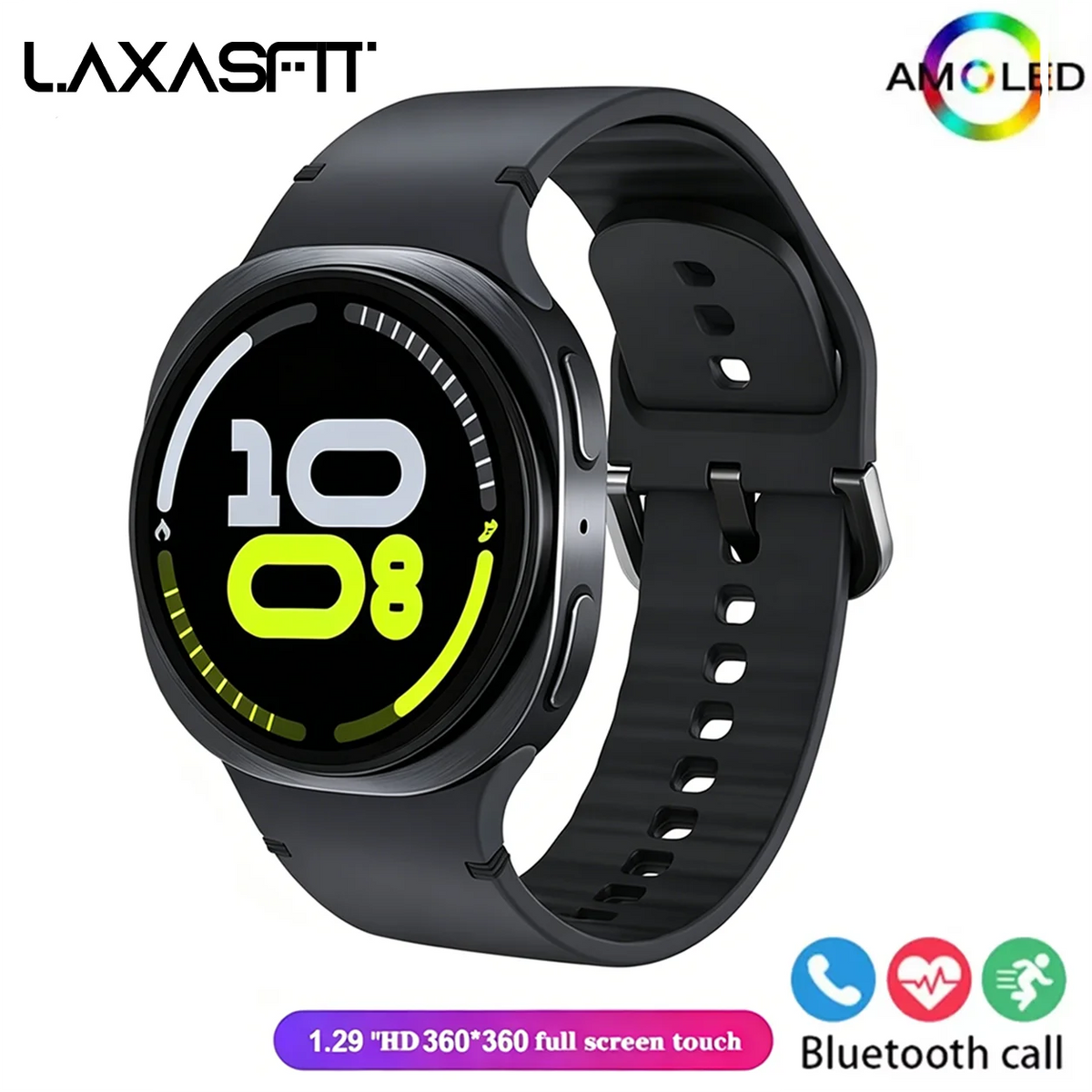 LAXASFIT Smart Watch 2026 Wireless Charging Bluetooth Call Heart Rate Monitor Fitness Tracker Sports Business Gift for Men