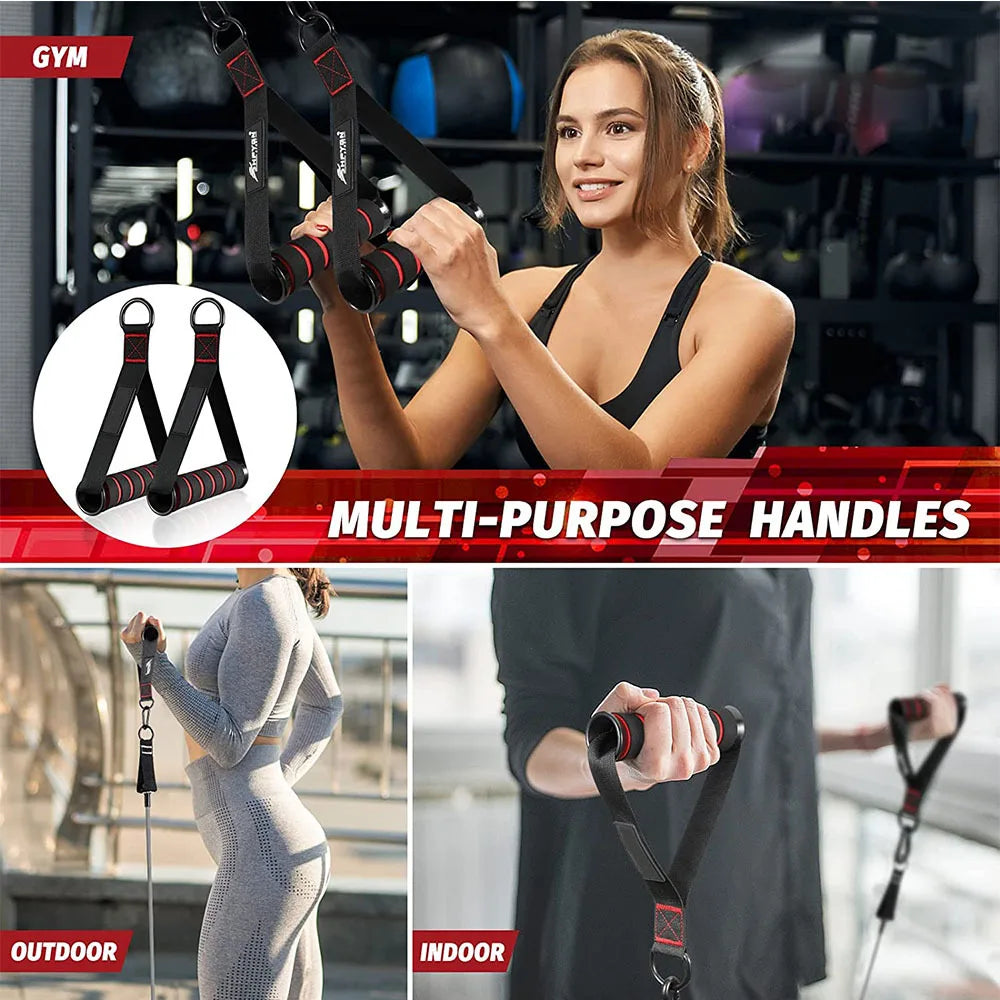 Triceps Rope Pushdown Face Pull Handles Cable Attachment Gym Fitness Cord Lat Pulldown Biceps Back Shoulder Training Rope