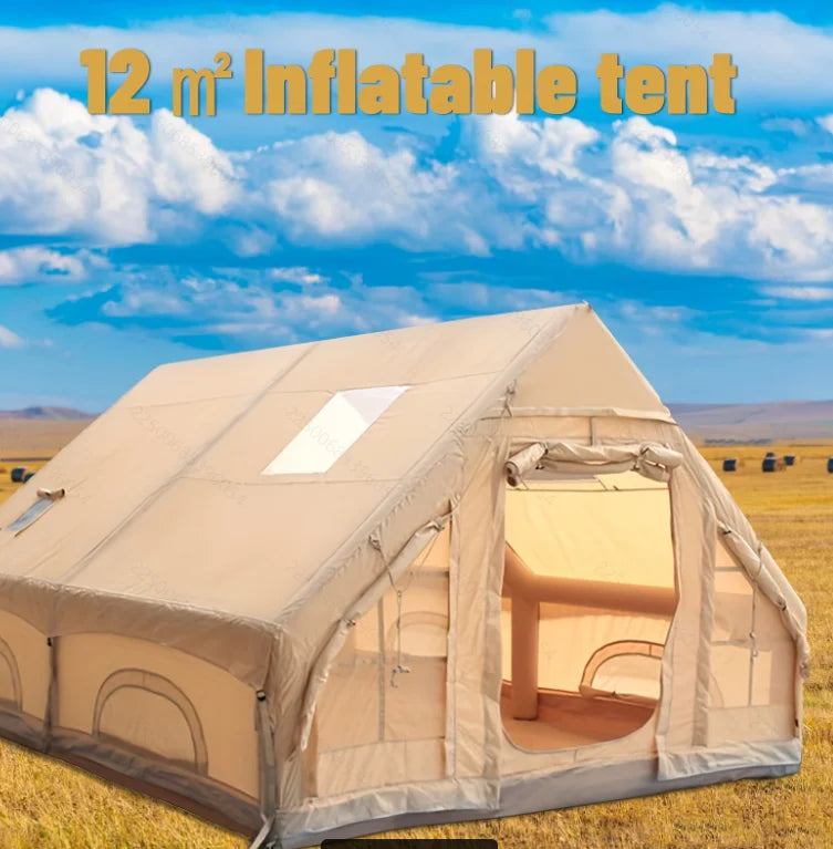 Large Inflatable Camping Tent with Skylight, Quick Air-Flow & Breathable Mesh Design, Summer Glamping Hot Tents for Camping