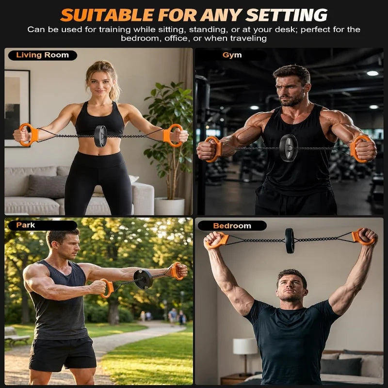 Flywheel Twister Arm Trainer, Chest Exerciser for Home Upper Body Workouts, Smooth pull-and-recoil resistance, Dual loop handles
