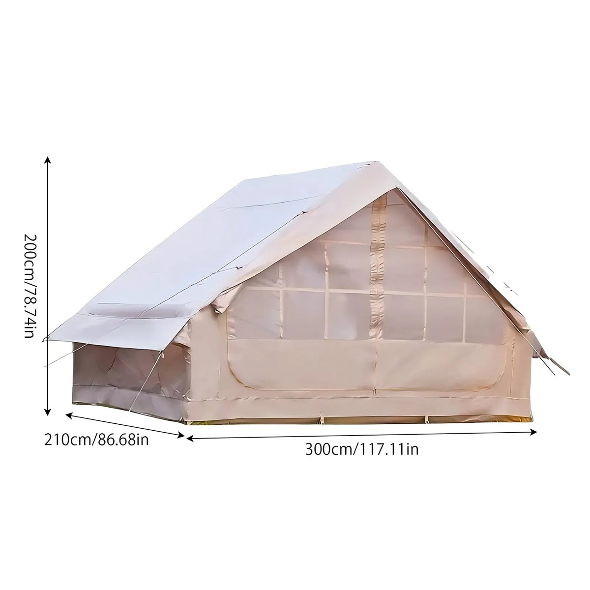 Large Inflatable Camping Tent with Skylight, Quick Air-Flow & Breathable Mesh Design, Summer Glamping Hot Tents for Camping