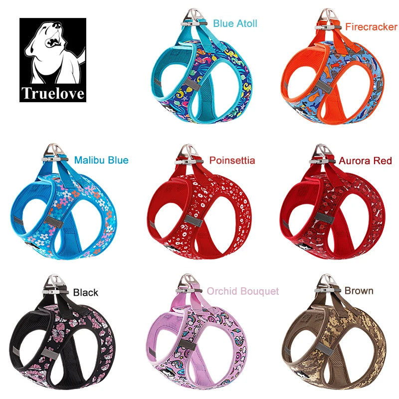 Truelove Pet Harness Soft Air Mesh Adjustable Reflective Pet Vest Small and Medium Breeds No Pull Adjustable Dog Harness