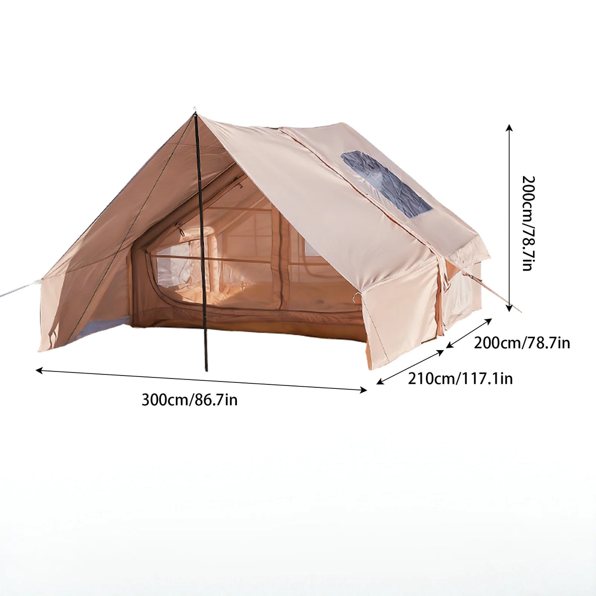 Large Inflatable Camping Tent with Skylight, Quick Air-Flow & Breathable Mesh Design, Summer Glamping Hot Tents for Camping