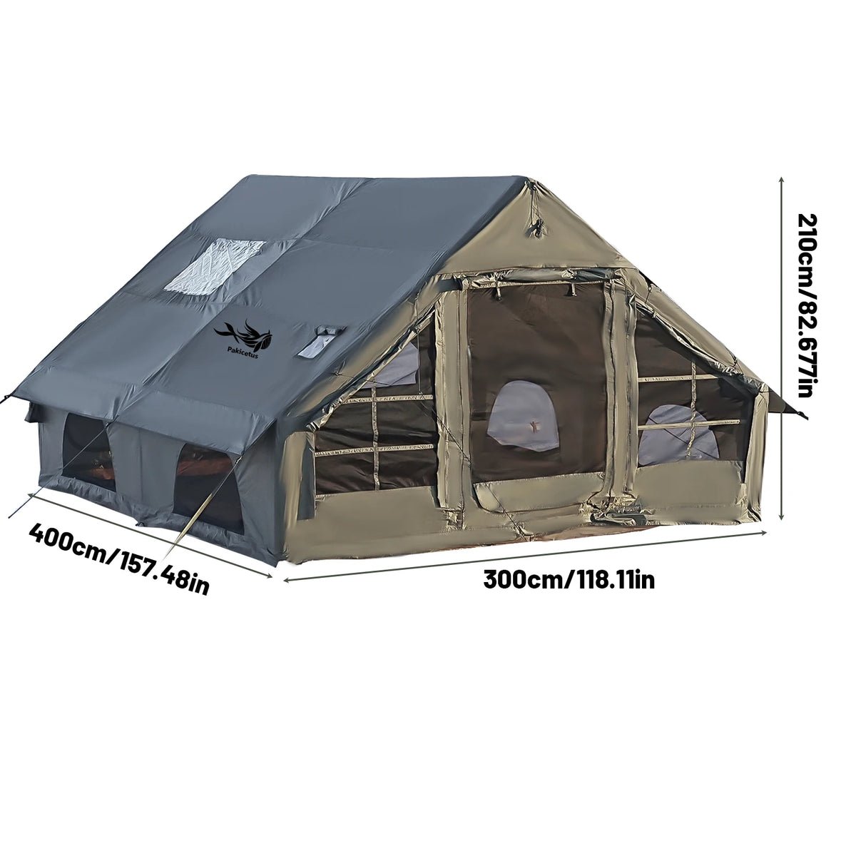 Large Inflatable Camping Tent with Skylight, Quick Air-Flow & Breathable Mesh Design, Summer Glamping Hot Tents for Camping