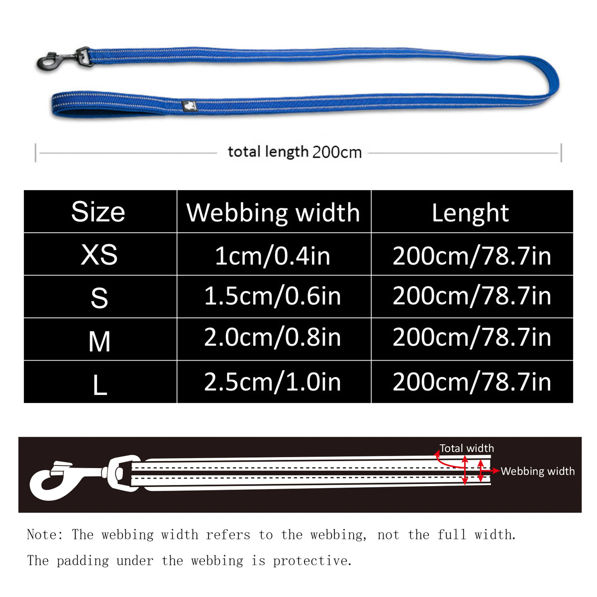 Truelove Soft Pet Leash Reflective Nylon Mesh Padded Puppy Large Dog or Cat Walking Training 11 Color 200cm